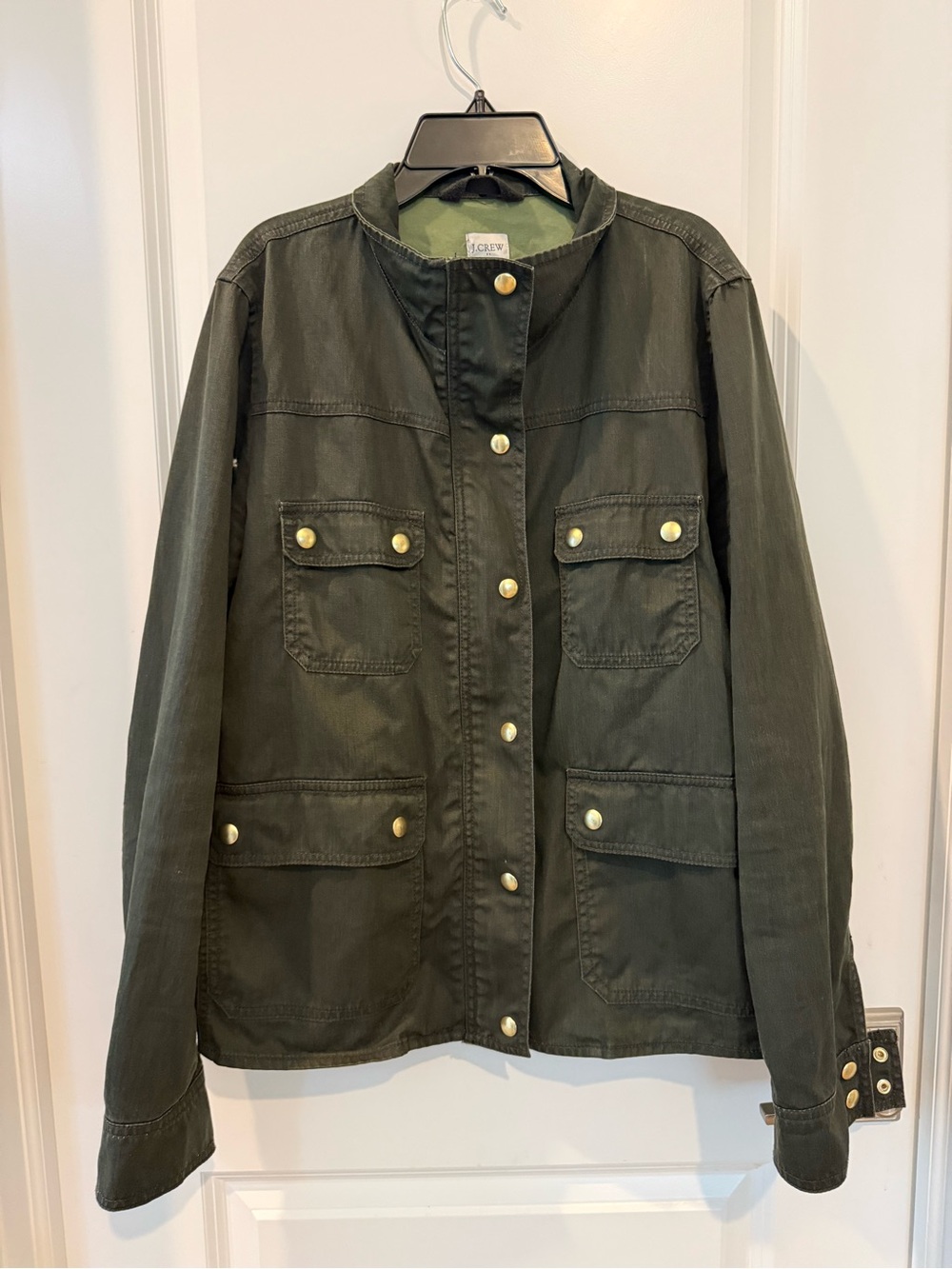 J. Crew Olive Green Utility Jacket with Brass Snaps